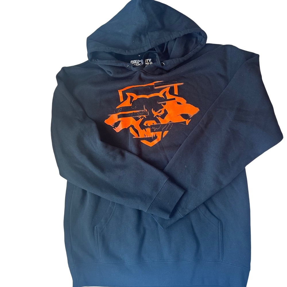 Call of Duty Black Ops 6 Hoodie Mens Size M Black Orange Graphic Pullover